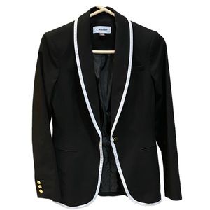 Calvin Klein White Trimmed Collar Blazer in Black